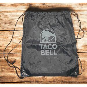 Taco Bell Restaurant Logo Black Drawstring Backpack Bag 16 Inch Tall